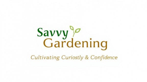 Savvy Gardening logo featuring a flower.