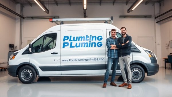 Team standing by plumbing van highlighting plumbing upgrades amid data center demand.