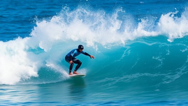 Surfer with helmet in a powerful wave - how to choose the right surf helmet.