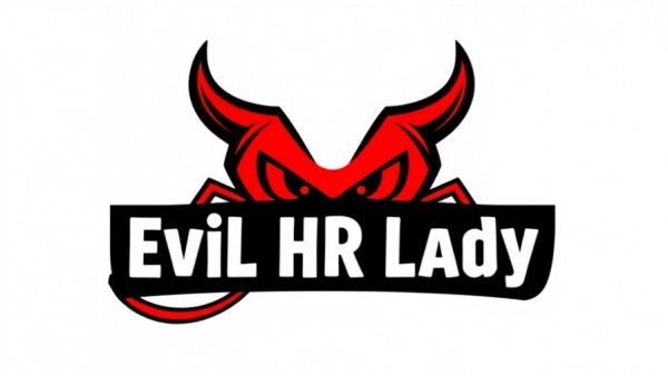 Playful HR compliance logo with devil horns and tail.