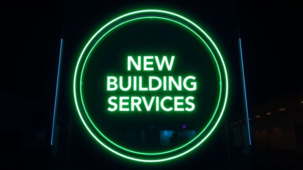 Futuristic glowing circle with building services text, affordable housing Southwark.