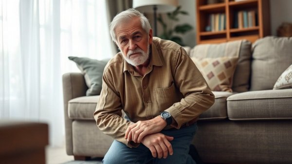 87-year-old man demonstrates resilience and mobility at home.