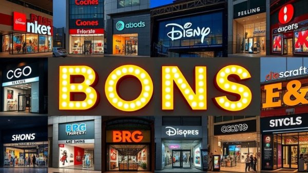 Vibrant collage of front lit channel letter signs from popular stores.