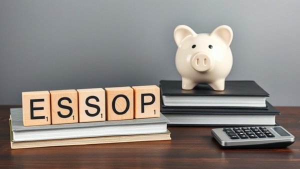 Paytm employee stock options concept with ESOP blocks and piggy bank.