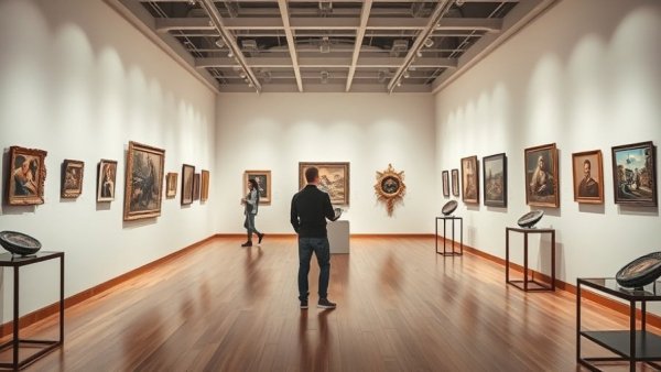 Visitor at Huntington Beach Art Center exploring a gallery exhibition.