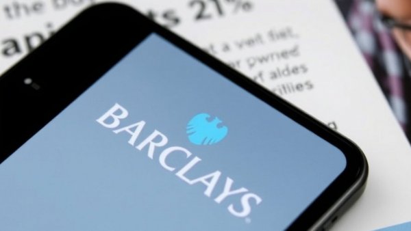 Close-up of Barclays logo displayed on a smartphone screen.