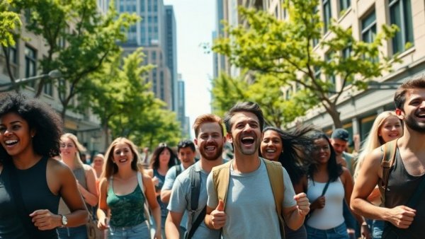 Protestors march for national floor wage rate on a sunny street