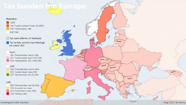 Map illustrating tax burden variations on labor in Europe for 2025.