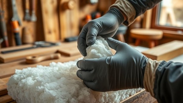 Insulation material handled in workshop, ECO4 energy efficiency scheme.