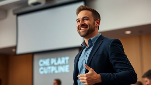 Confident man presents on credit scores, detailed professional setting.