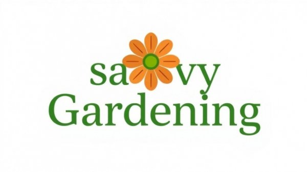 Savvy Gardening logo with flower illustration.