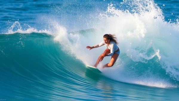 Lakey Peterson performing a dynamic surf at Margaret River Pro