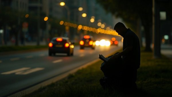 Nighttime urban scene capturing involuntary mental health challenges in California.