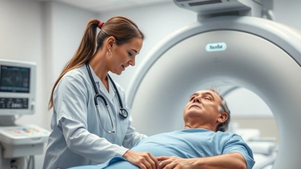 Patient undergoing CT scan for lung cancer screening.