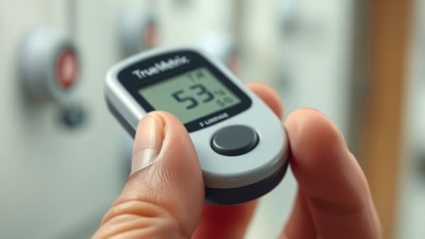 Using True Metrix blood glucose monitoring system close-up.