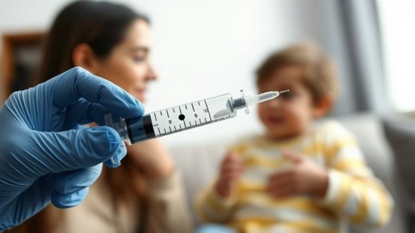 CDC vaccine messaging scene with syringe and refusing mother.