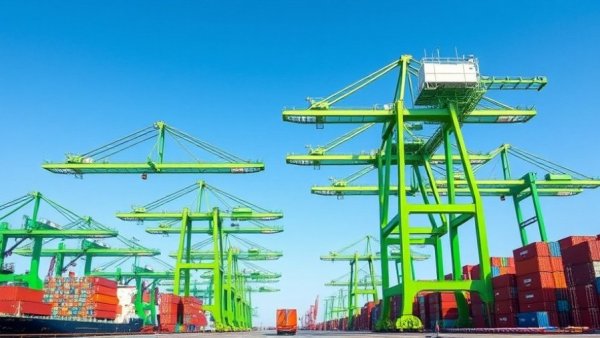 Towering cranes at a U.S. port symbolize infrastructure funding.
