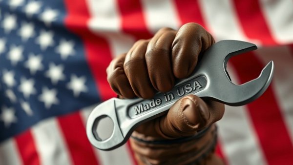 Patriotic wrench symbolizing Buy America Compliance Bill.