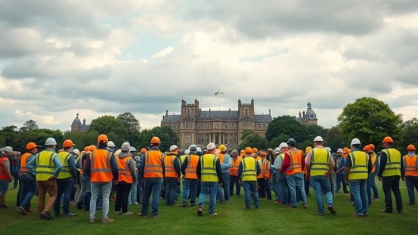 Construction Safety Week OSHA Alliance gathering with workers in vests.