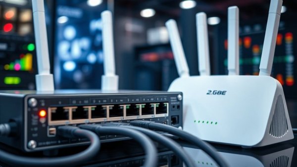 Modern 2.5GbE home network setup with switch and router.