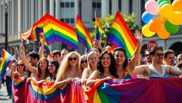 Celebrants wave rainbow flags at Long Beach Pride festival