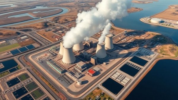 Aerial view of a coal power plant near water, highlighting EPA coal plant wastewater regulations.