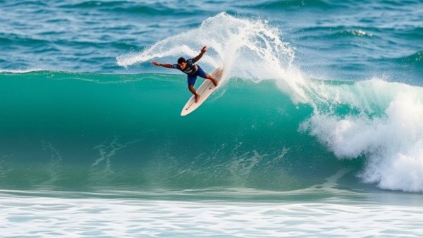 Surfer performing an aerial trick in National Marine Sanctuaries for Surfing
