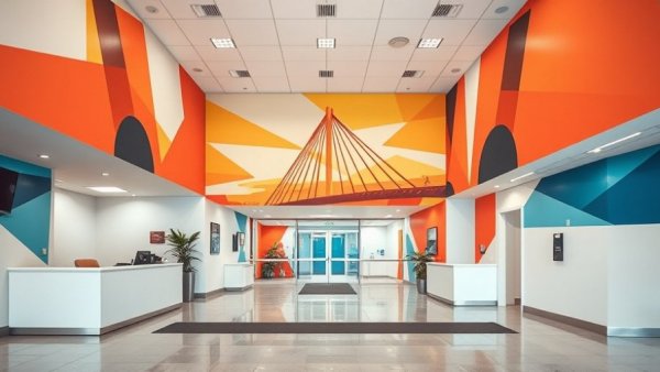 Colorful interior mural at Costa Mesa homeless shelter operator