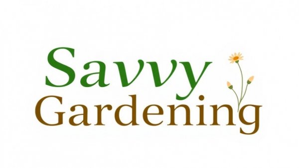Savvy Gardening logo with flower illustration