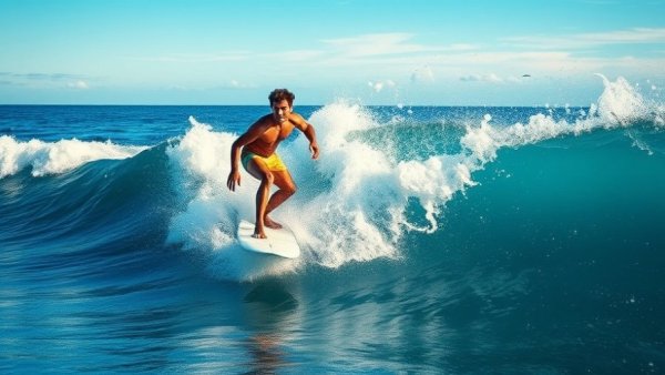 Surfer riding waves at Playa Guiones.