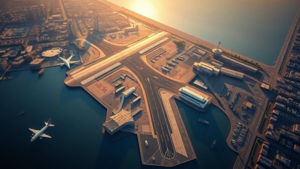 Aerial view of LaGuardia Airport and surrounding urban area.