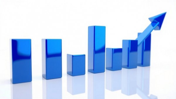 Blue bar graph with upward arrow showing growth, creator economy job postings.