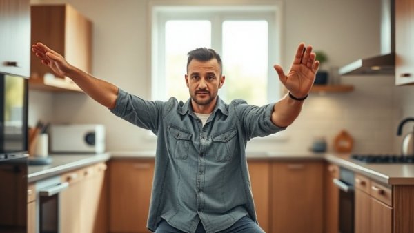 Man demonstrating balance exercises to enhance senior balance with daily routines.