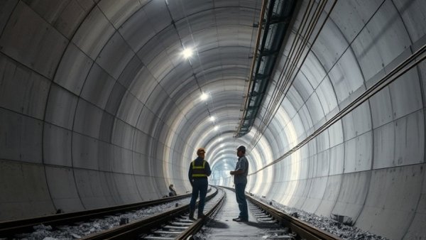 D Line subway extension Los Angeles under construction with workers.