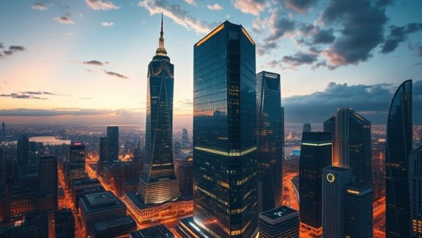 Futuristic GCC expansion concept in Tier II cities with dynamic architecture.