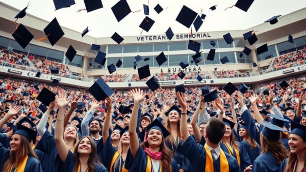 Veterans Memorial Stadium history in Long Beach, graduation celebration.
