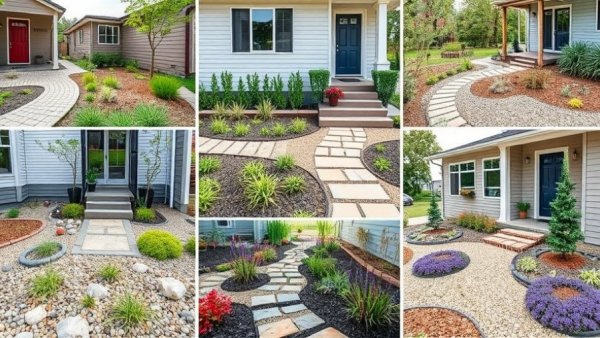 Affordable front yard landscaping designs with native plants and gravel.