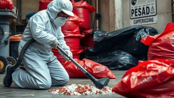 Lead Safety for Homeowners: person in protective gear cleaning a workspace.