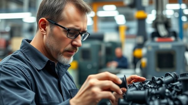 Engineer selecting engineering plastics for plumbing in a factory