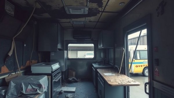 Casa Camaron food business fire-damaged truck interior