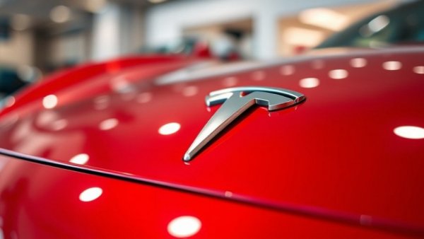 Tesla logo on red car hood representing California Tesla drivers settlement