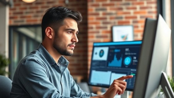 AI service advisor interacting with software in office