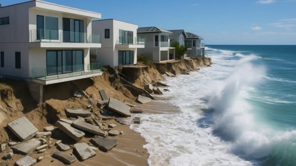 El Niño Southern California impact on beachfront homes with erosion.