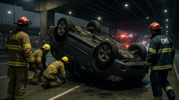Firefighters respond to SUV plunge off bridge in Los Angeles