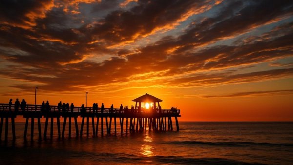 State of Surf City 2026 event announcement with sunset pier.