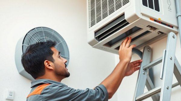 Technician inspecting HVAC unit, promoting Google Local Services Ads for HVAC.