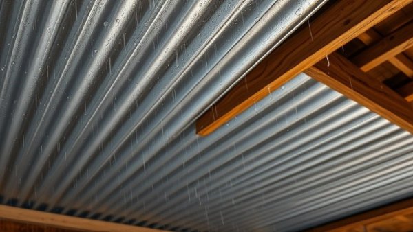 Close-up of a shed roof showing water droplets, highlighting need for maintenance.