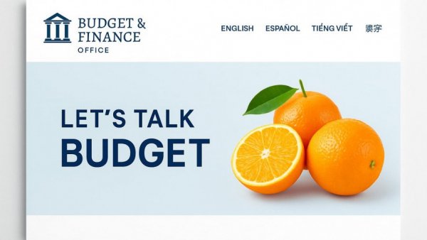 Huntington Beach Budget Transparency webpage with county logo.