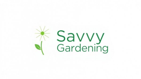 Savvy Gardening logo with a flower design