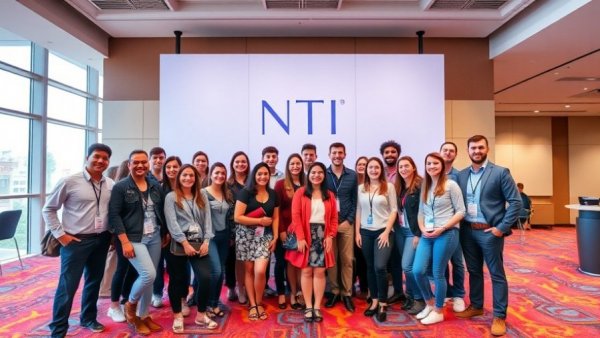 HVAC technician training graduates group photo with NTI backdrop.